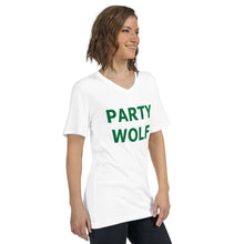 Load image into Gallery viewer, Party Wolf Unisex Short Sleeve V-Neck T-Shirt