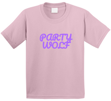 Load image into Gallery viewer, Pink &amp; Purple Kids Party Wolf T Shirt
